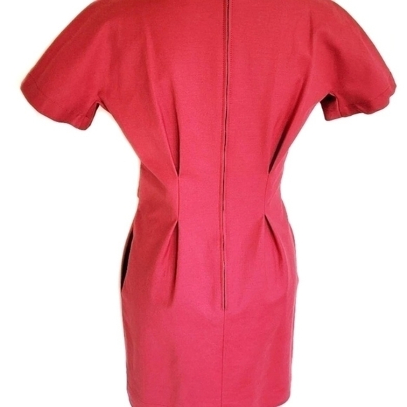 See By Chloe Anthropologie Thick Red Pleated Stretch Scoop Neck Dress Sz… - Picture 11 of 14